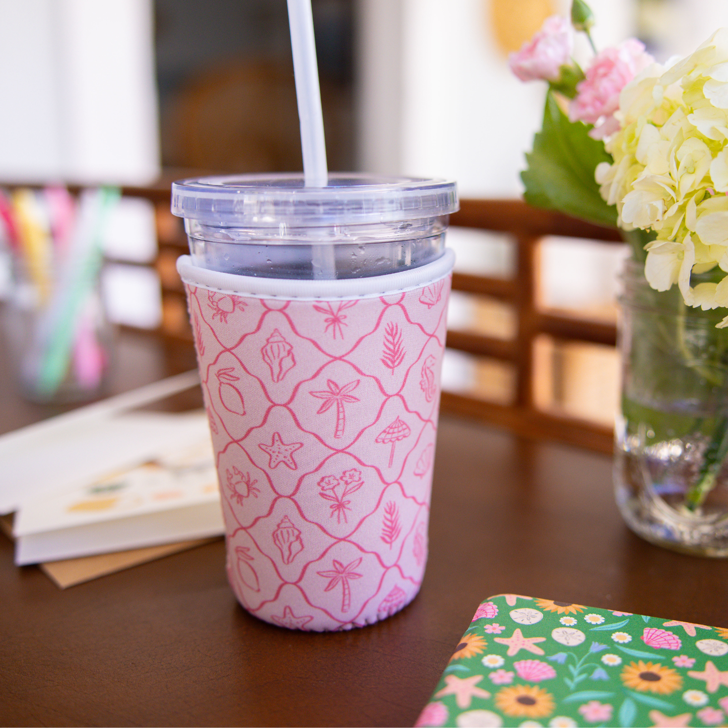 Pink Palm Summer Iced Coffee Sleeve
