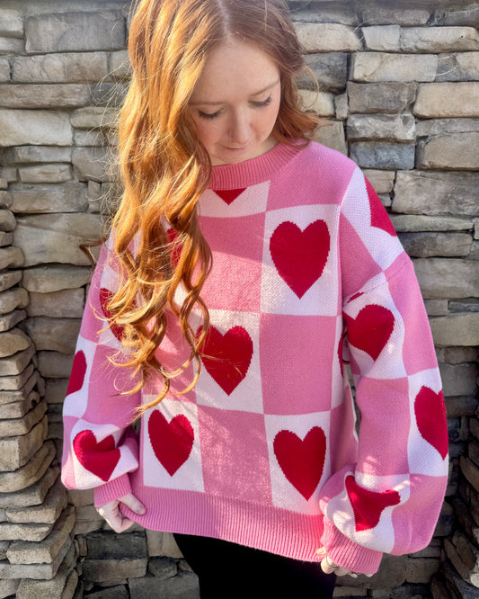 Heart Patchwork Knit Sweater
