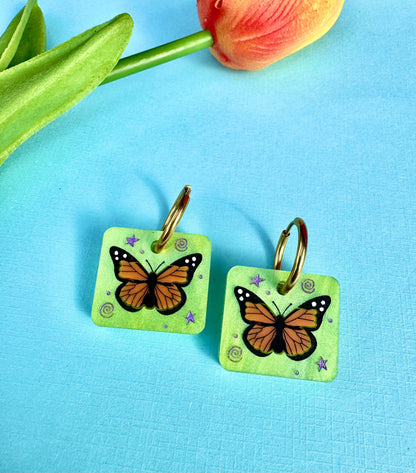 Monarch Butterfly Tile Earrings