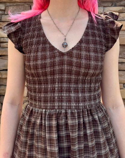 Plaid Smocked Midi Dress