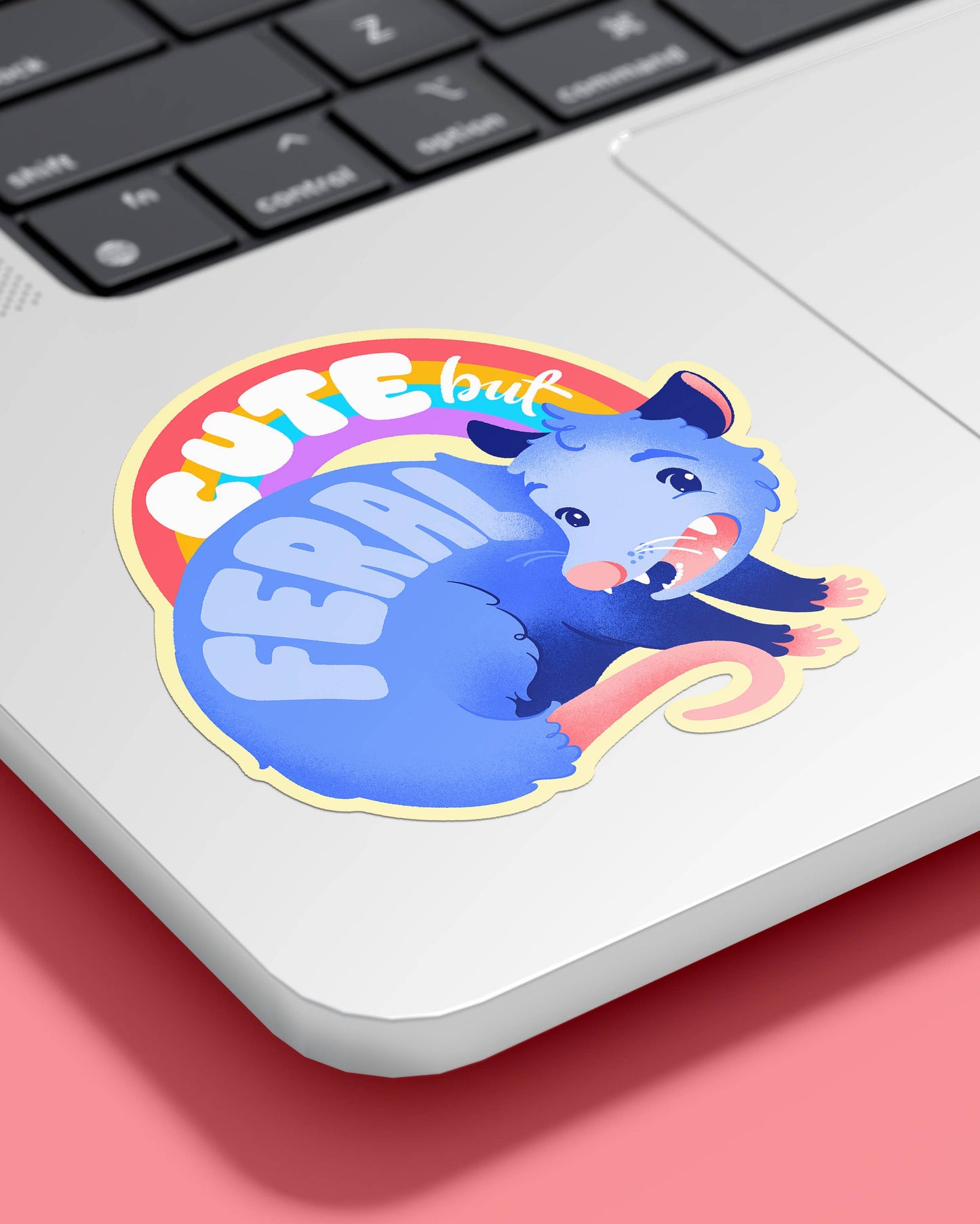 Cute but Feral Opossum Sticker