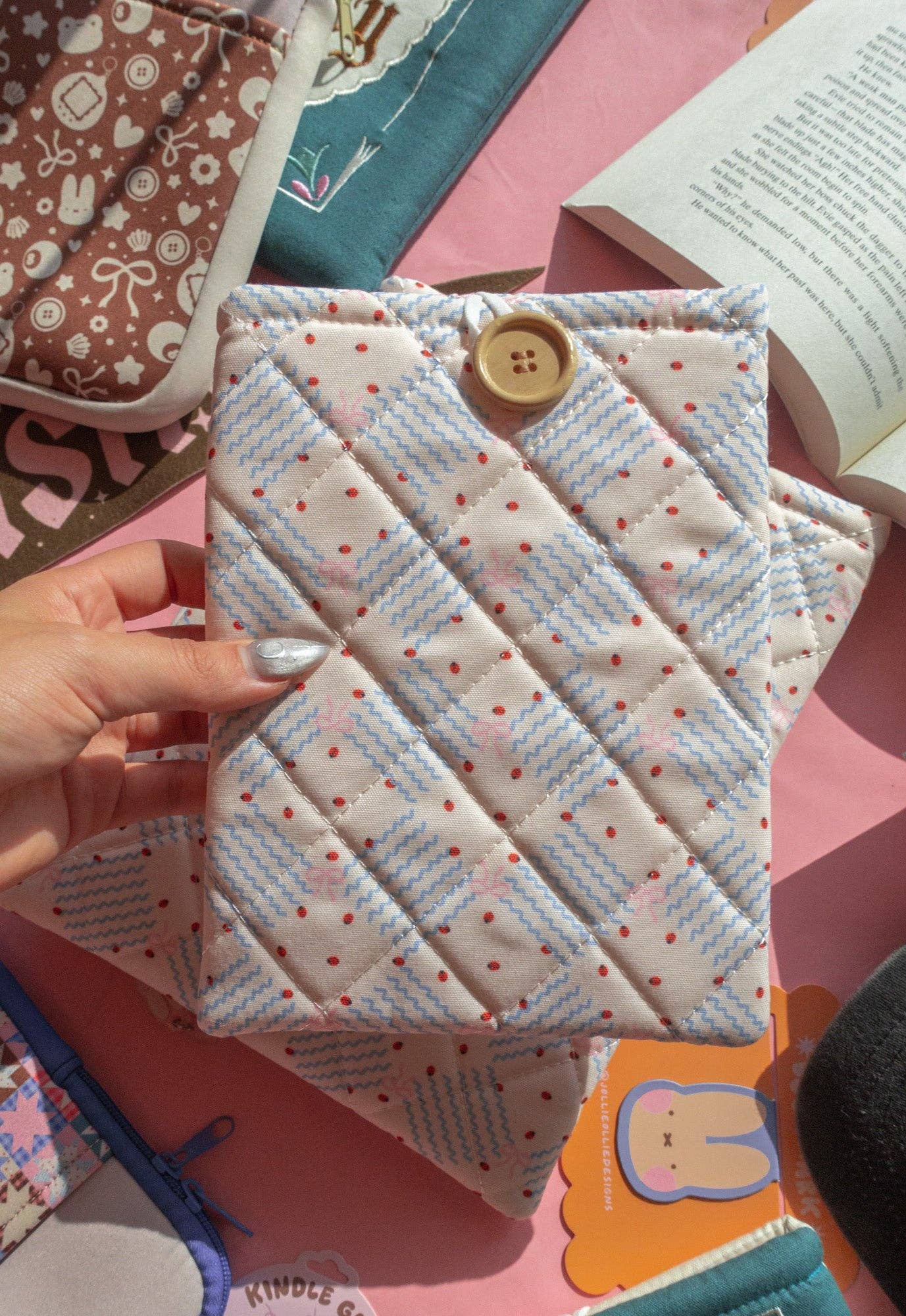 Quilted Ladybug Book/Kindle Sleeve