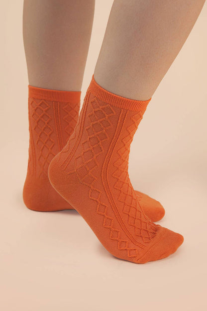 Orange Argyle Crew Socks
