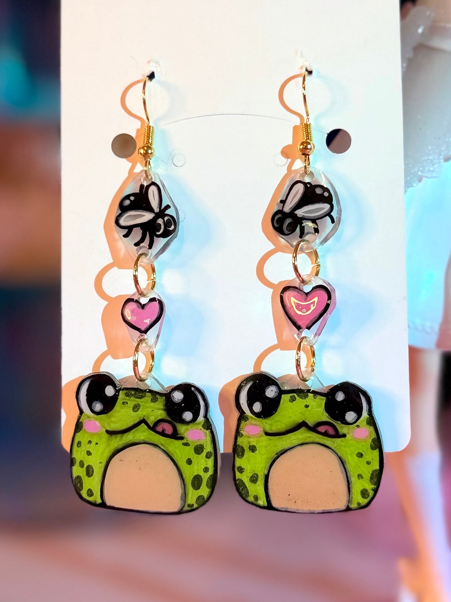 Hungry Frog Shrinky Dink Earrings