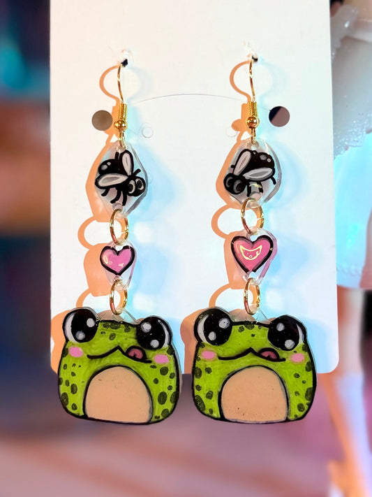 Hungry Frog Shrinky Dink Earrings