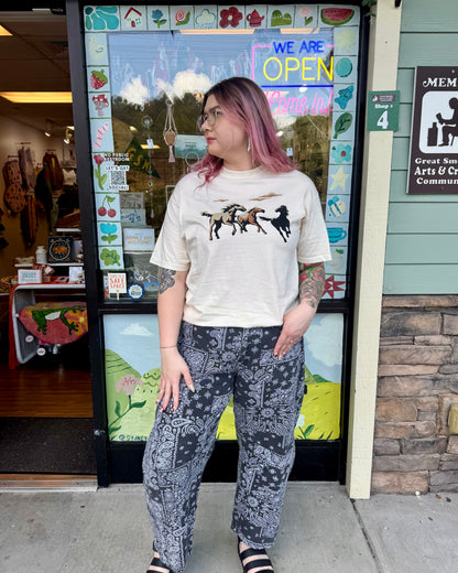 Plus Black Bandana Pants
