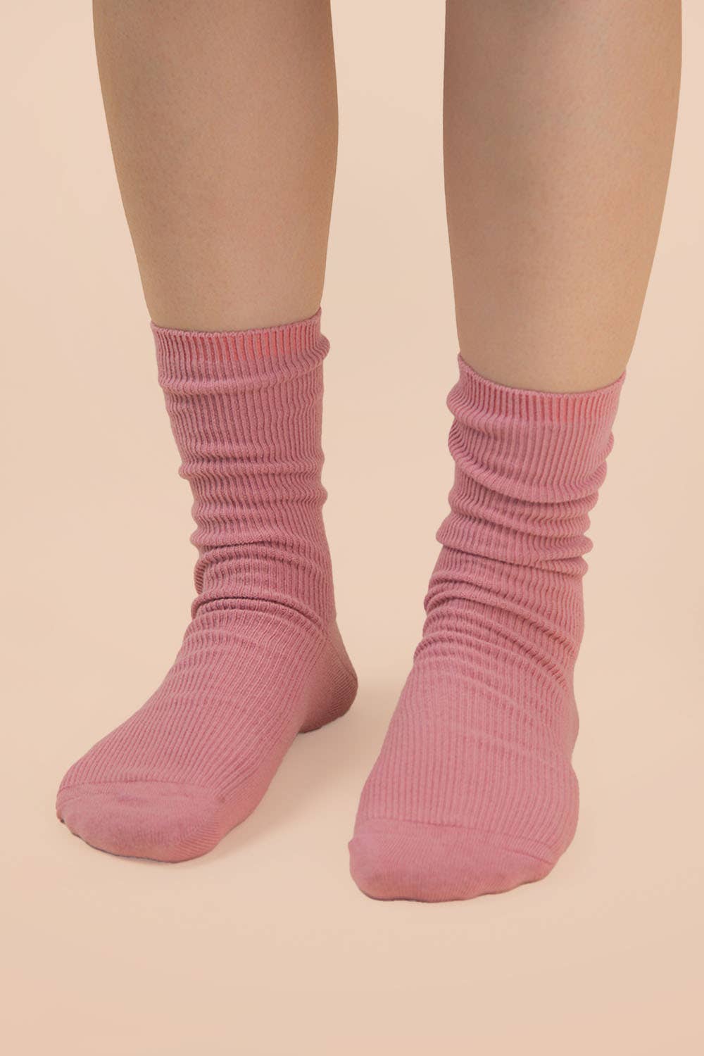 Blush Ribbed Mock Socks
