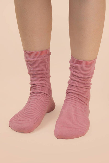 Blush Ribbed Mock Socks