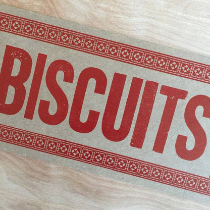 I Love Biscuits Letterpress Paper Sign