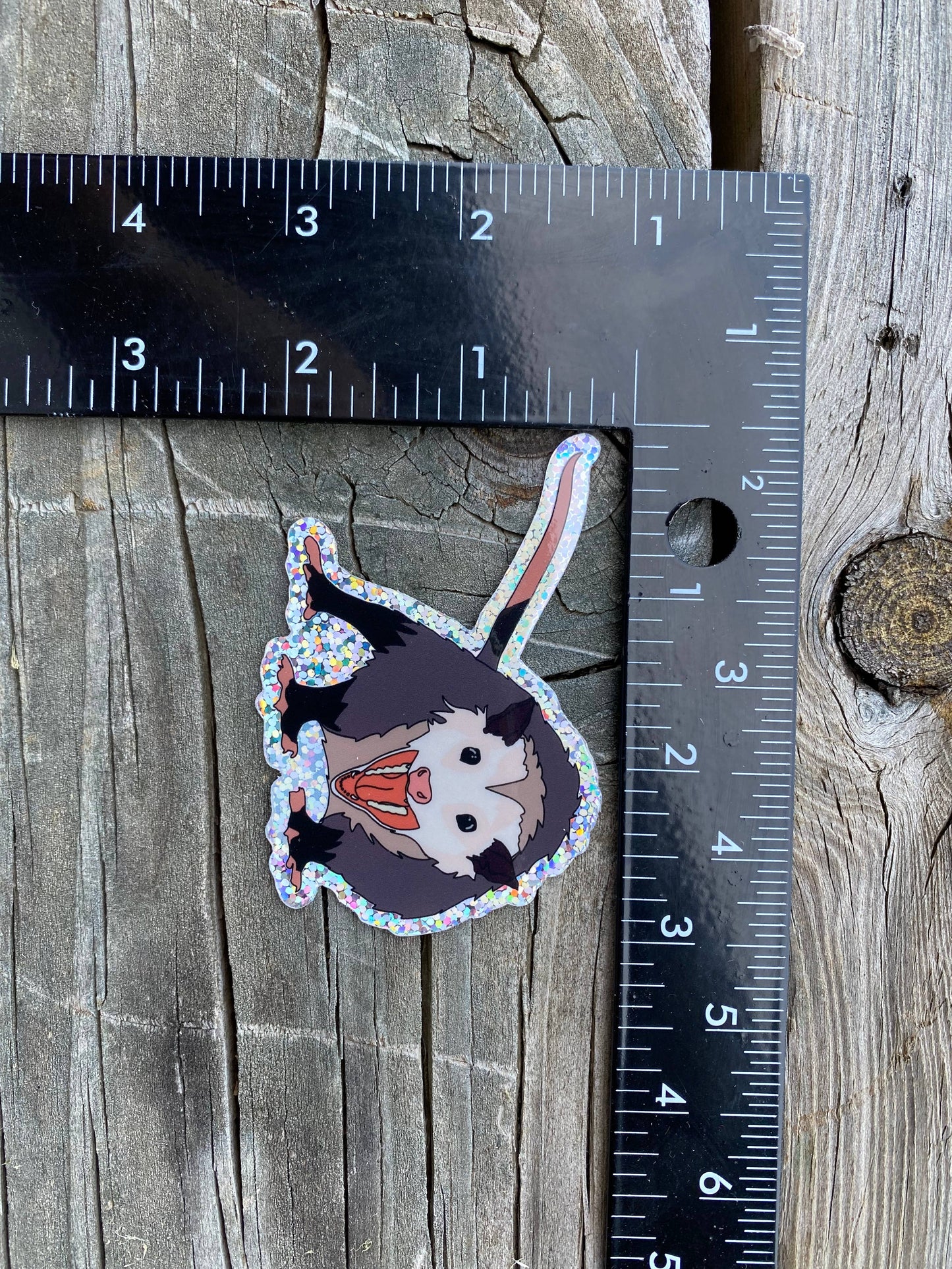 Screaming Opossum Glitter Sticker