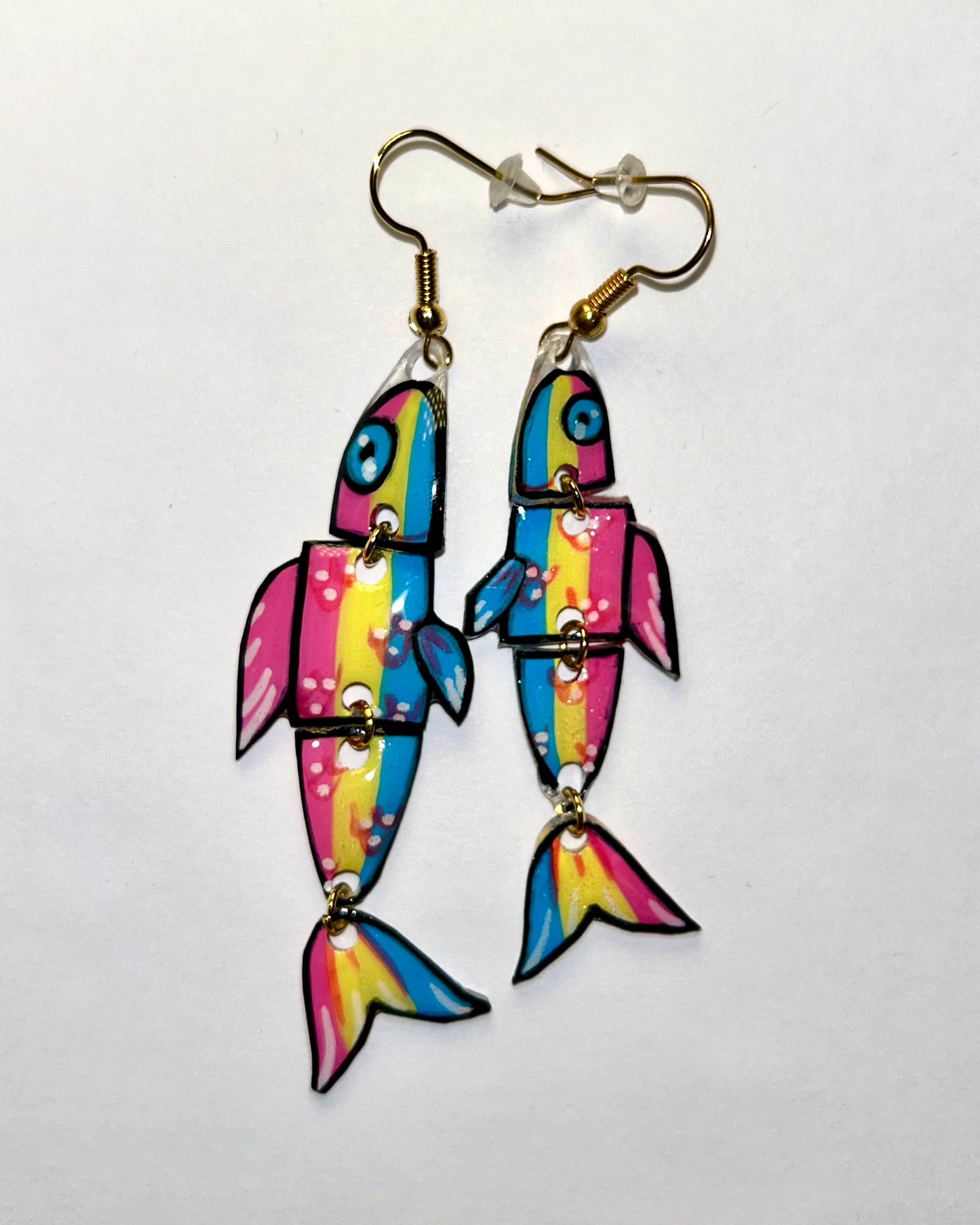 Pride Flag Fish Shrinky Dink Earrings