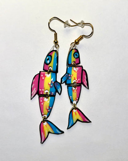 Pride Flag Fish Shrinky Dink Earrings