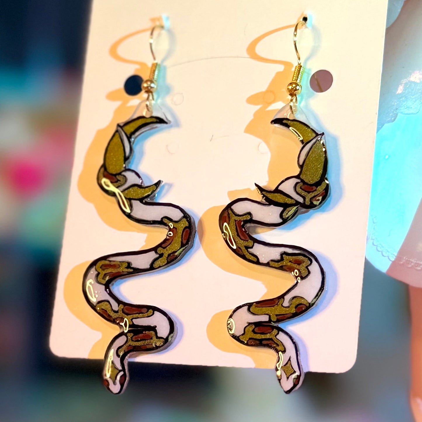 Snake and Moon Shrinky Dink Earrings