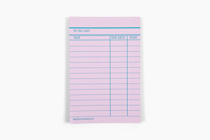 Library Card Pink Notepad