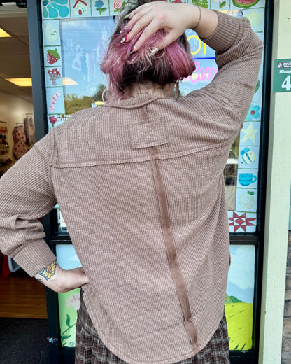 Plus Mocha V-Neck Knit Top