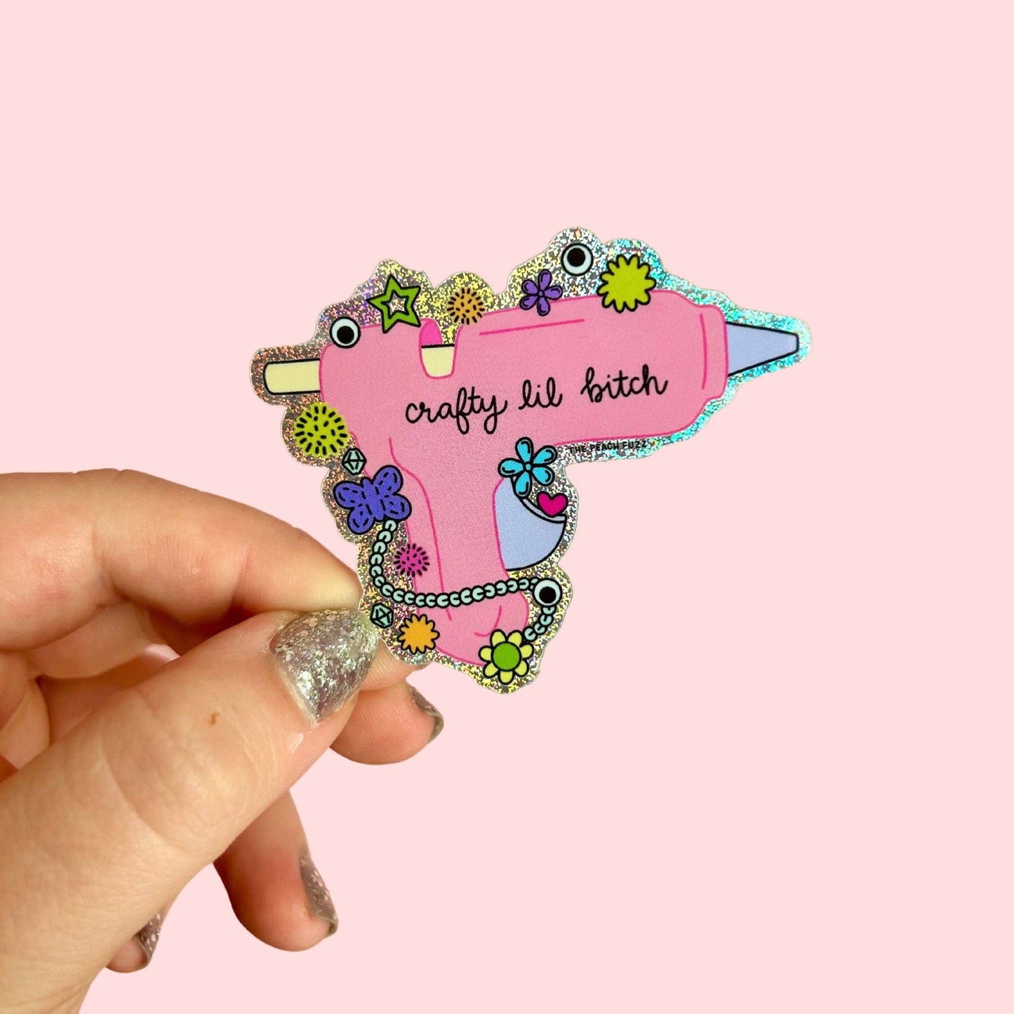 Crafty Lil Bitch Glitter Sticker