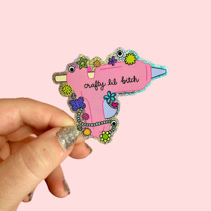 Crafty Lil Bitch Glitter Sticker