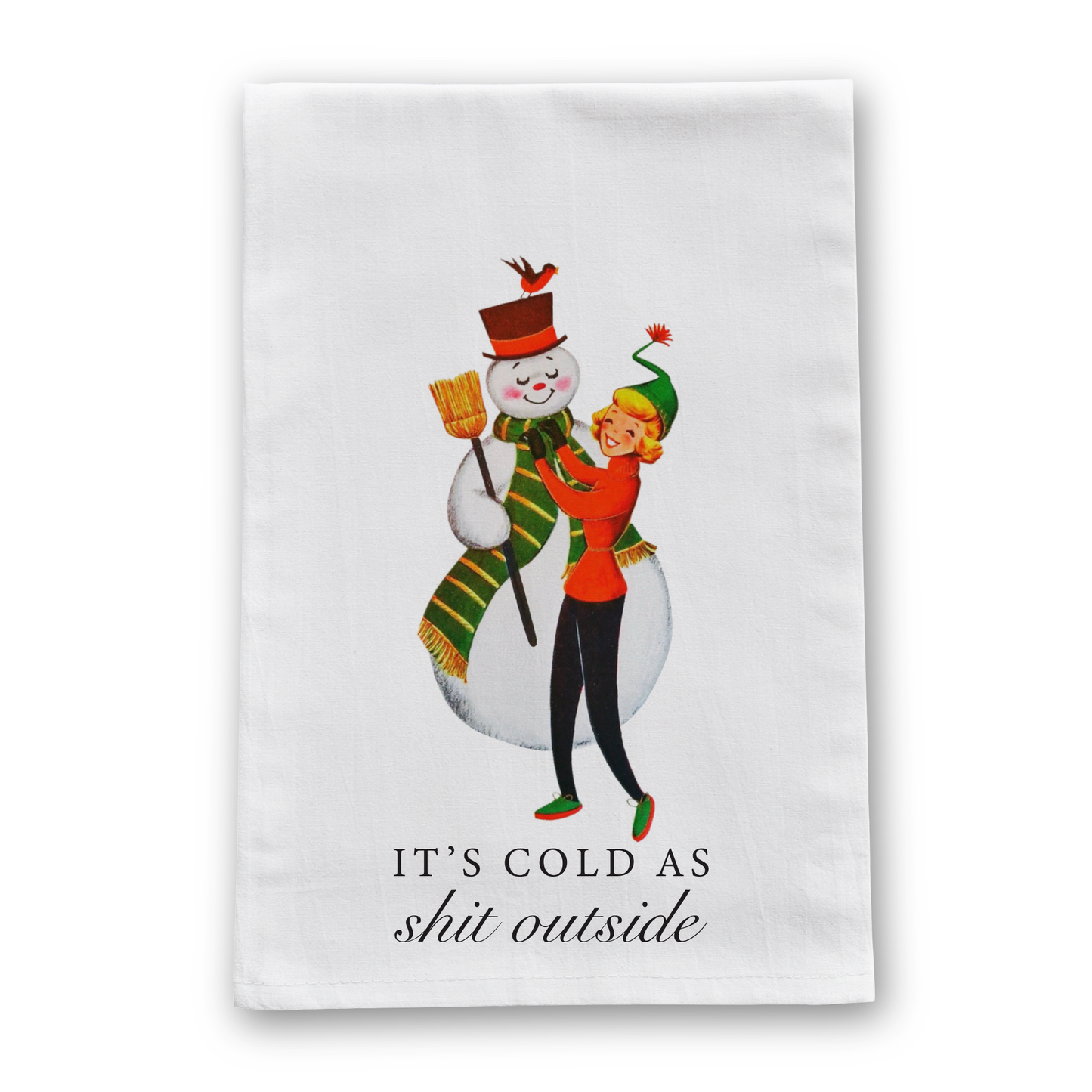 Cold As Shit Christmas Tea Towel