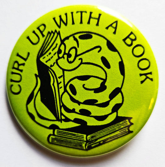 Curl Up Book Button Pin