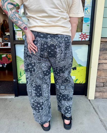 Plus Black Bandana Pants