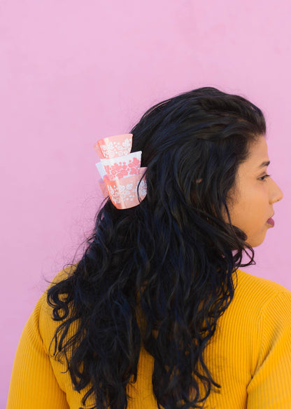 Pink Retro Bowls Hair Claw