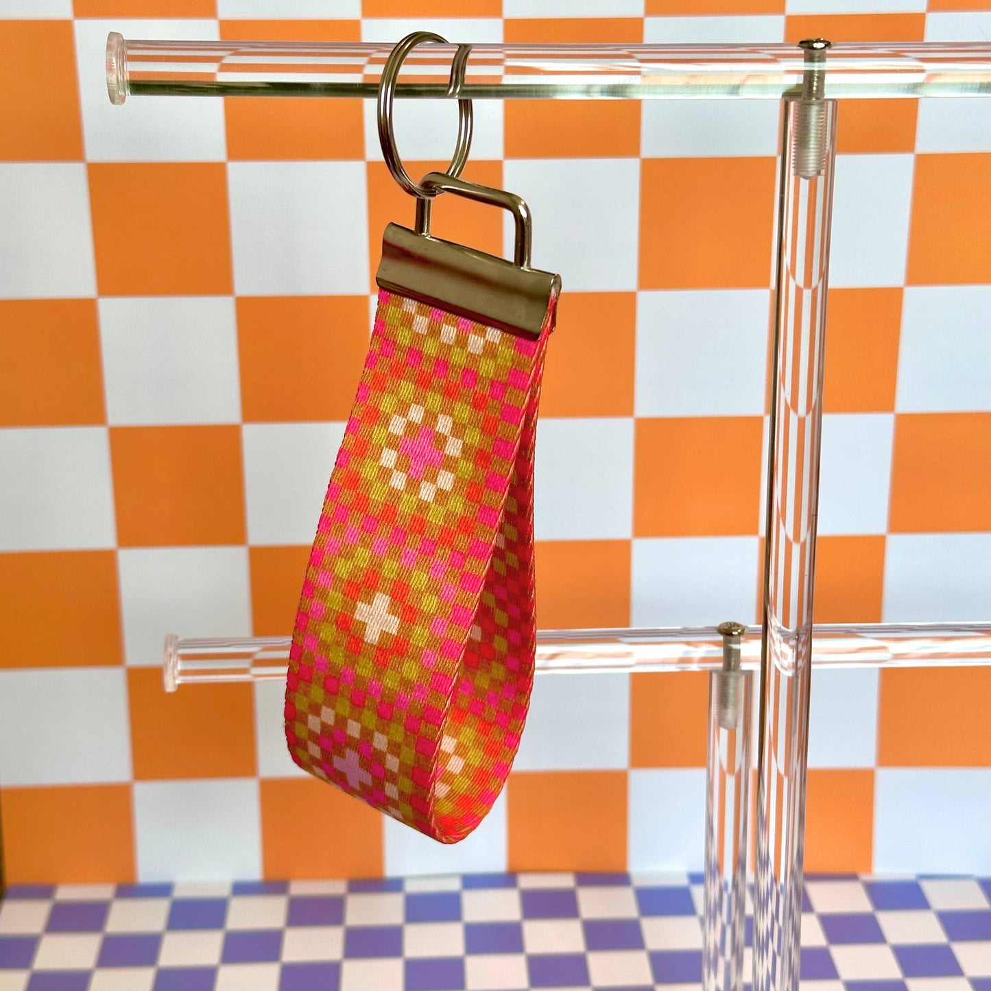 Granny Square Handmade Wristlet  Keychain