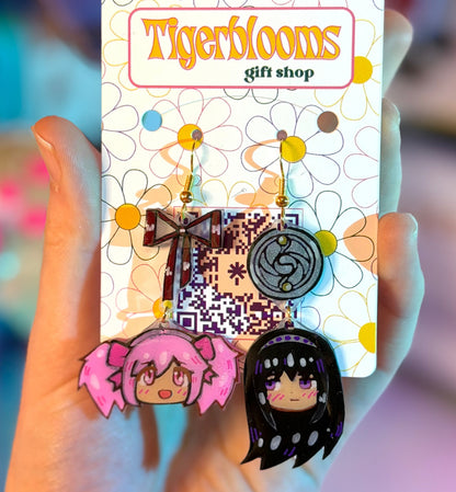 Mado Homu Chibi Shrinky Dink Earrings