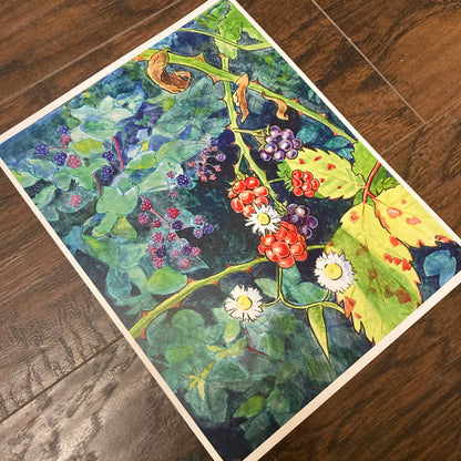 Wild Blackberry Bramble 8.5x11 Art Print