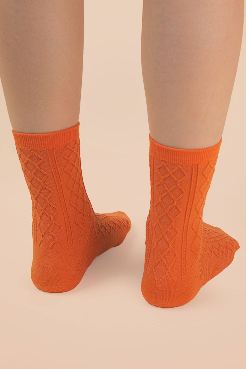 Orange Argyle Crew Socks