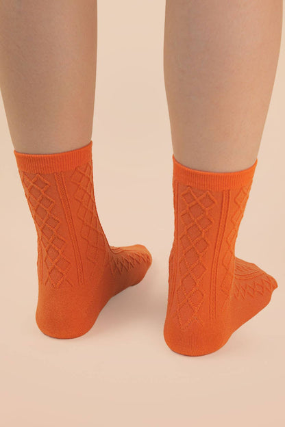Orange Argyle Crew Socks