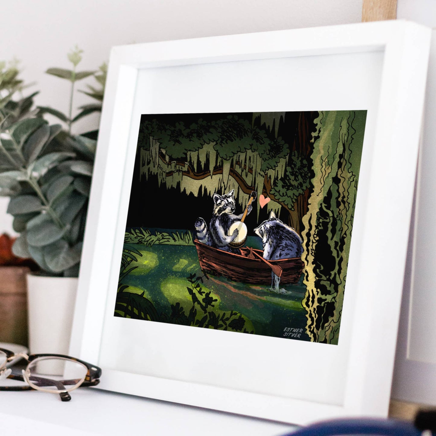 Raccoons On the Bayou 8.5x11 Art Print