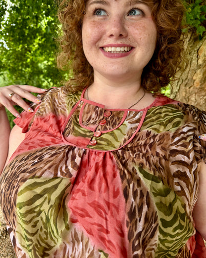 Animal Print Blouse 2X Vintage