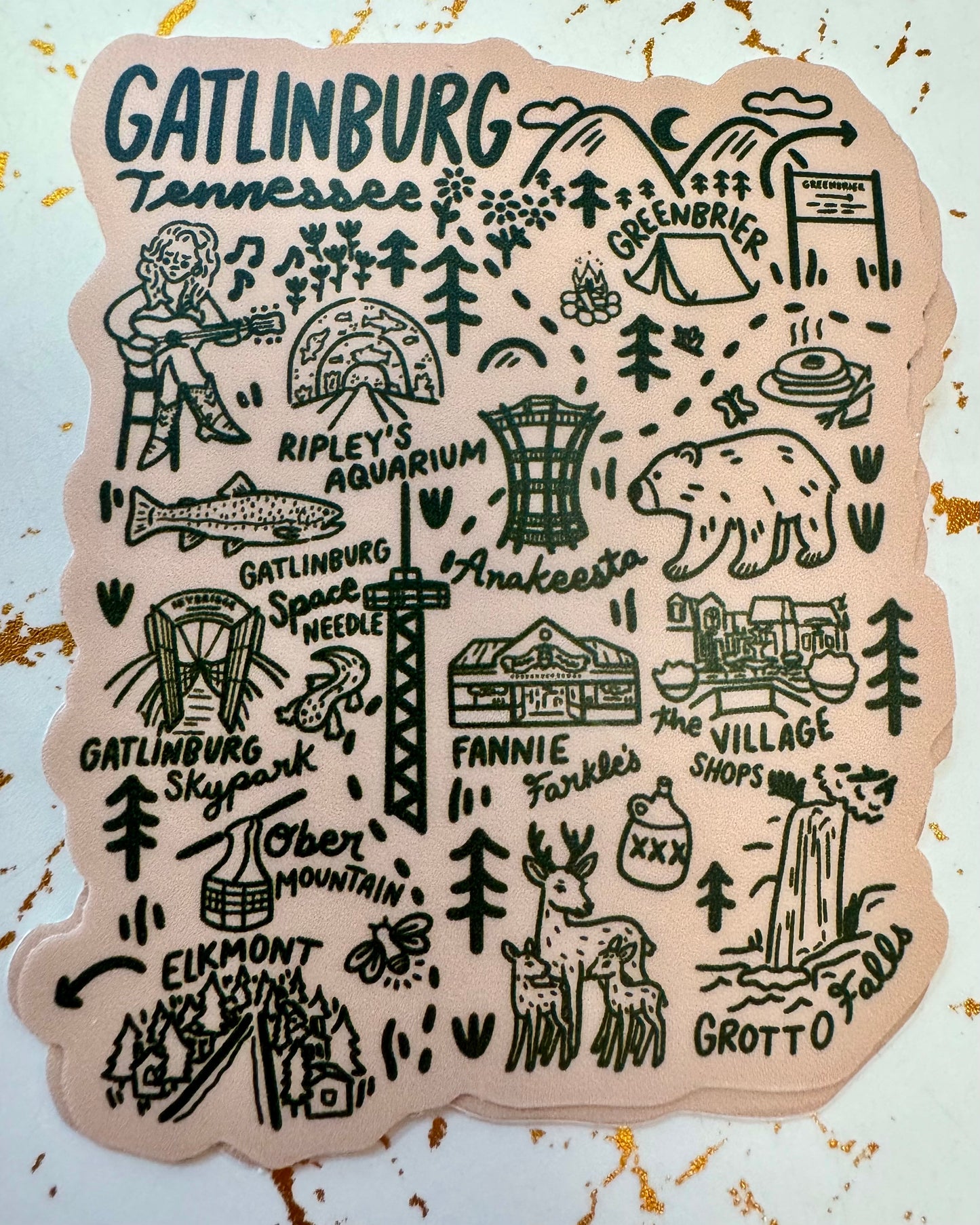 Gatlinburg Map Sticker