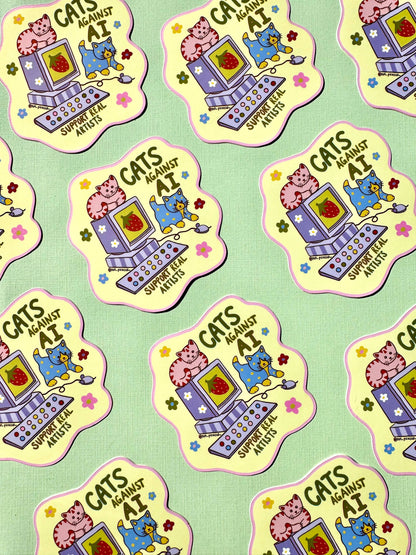 Cats Against AI Sticker 