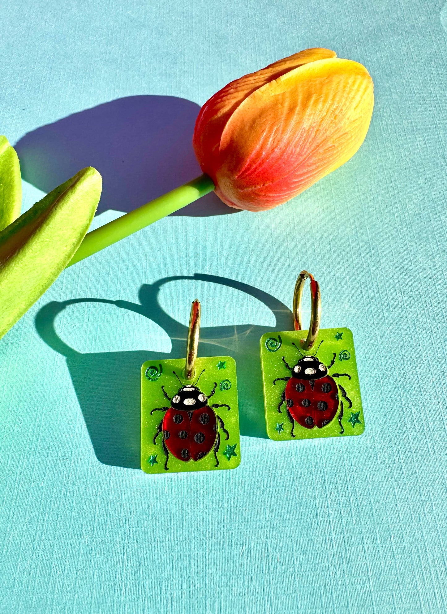 Lady Bug Tile Earrings