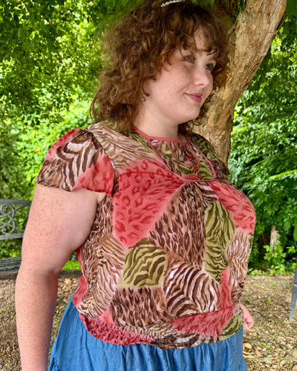 Animal Print Blouse 2X Vintage
