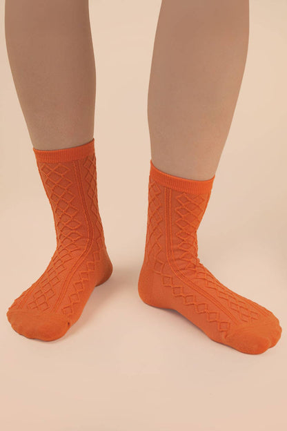 Orange Argyle Crew Socks