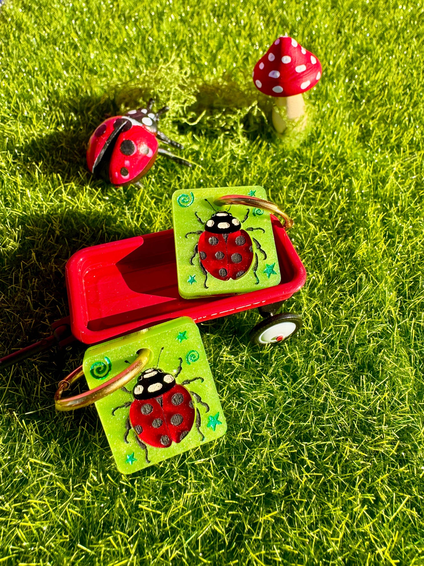 Lady Bug Tile Earrings