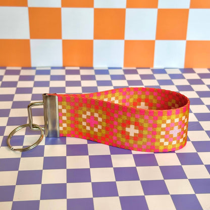 Granny Square Handmade Wristlet  Keychain