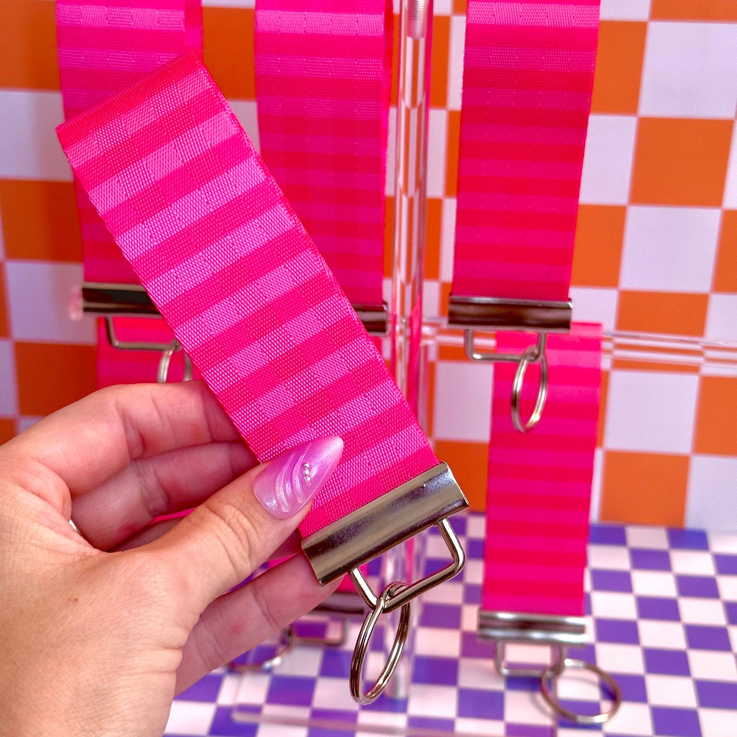 Neon Pink Handmade Wristlet