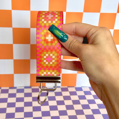 Granny Square Handmade Wristlet  Keychain