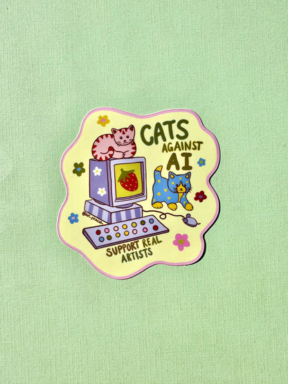Cats Against AI Sticker 