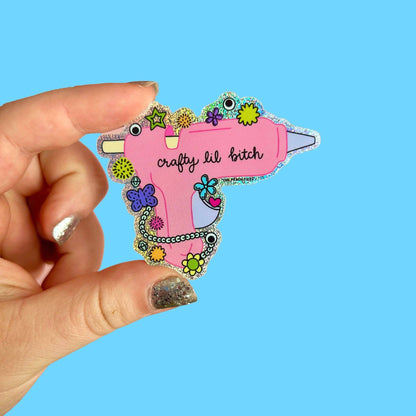 Crafty Lil Bitch Glitter Sticker
