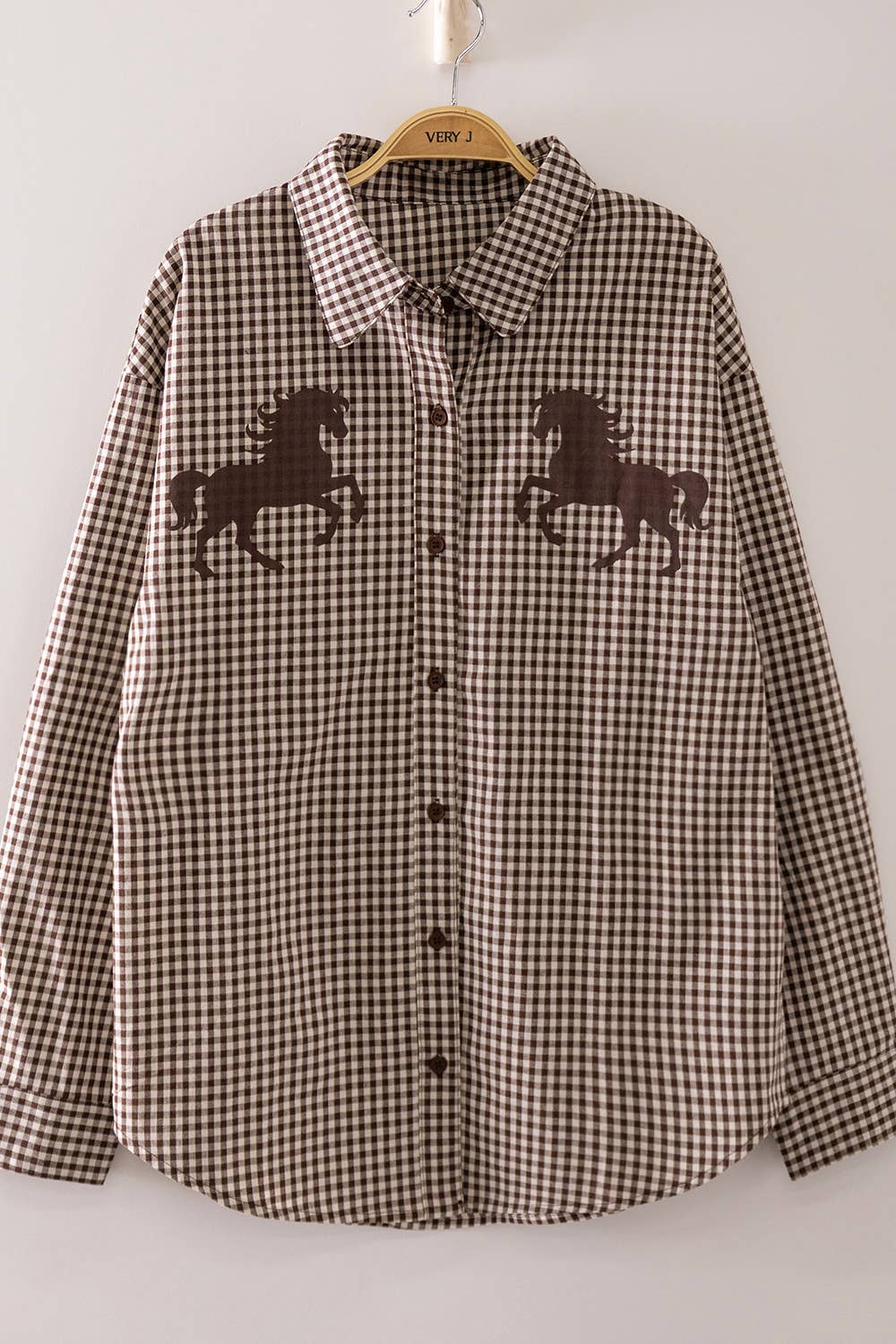 Horse Gingham Button Down Shirt