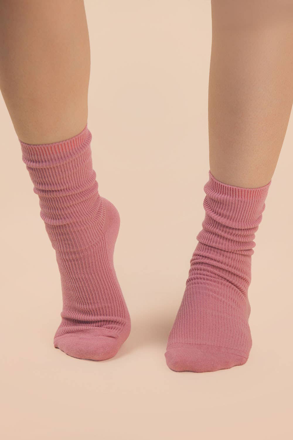 Blush Ribbed Mock Socks