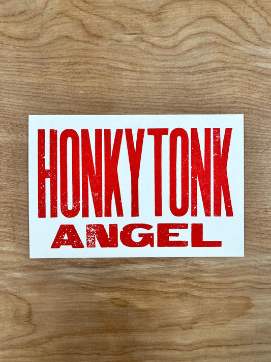 Honky Tonk Angel Letterpress Post Card