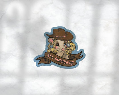 All Gussied Up Possum Sticker