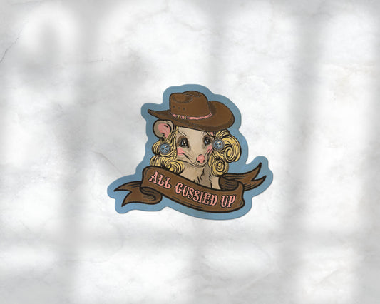 All Gussied Up Possum Sticker