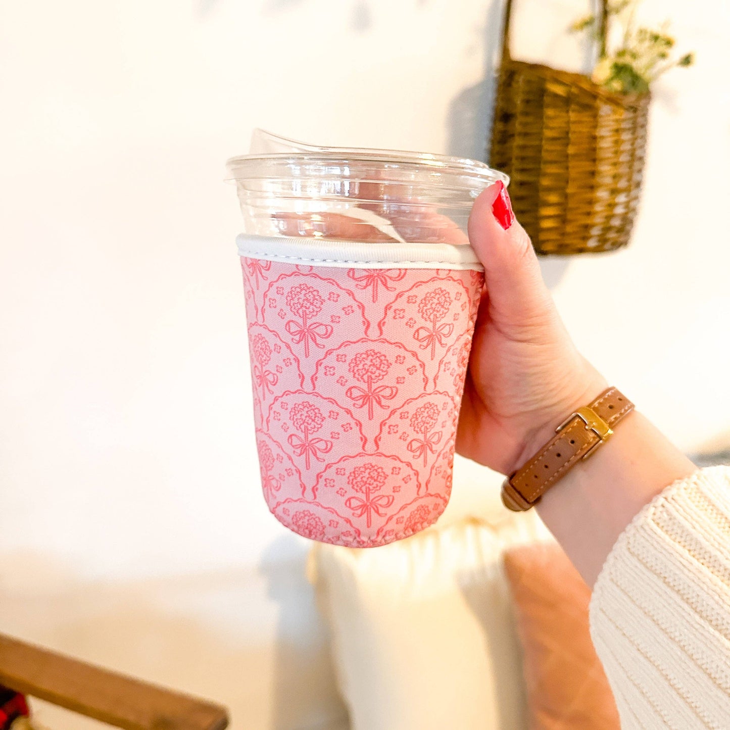 Pink Hydrangeas Iced Coffee Sleeve