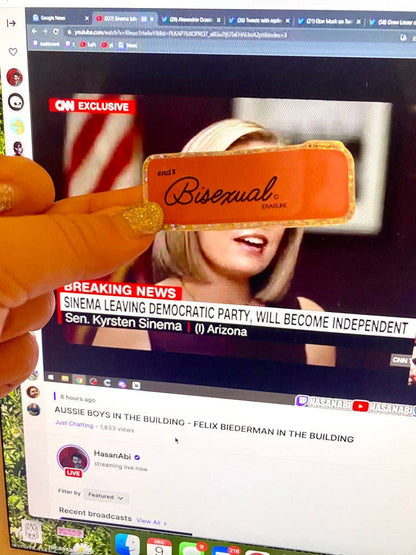 End Bisexual Erasure Glitter Sticker